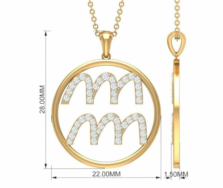 Aquarius Diamond Pendant 14k Solid Gold Diamond Aquarius Zodiac Necklace Symbol
Light weight can be worn everyday

Additional information:
Condition: New without tags: A brand-new, unused, and unworn item (including handmade items) that is not in