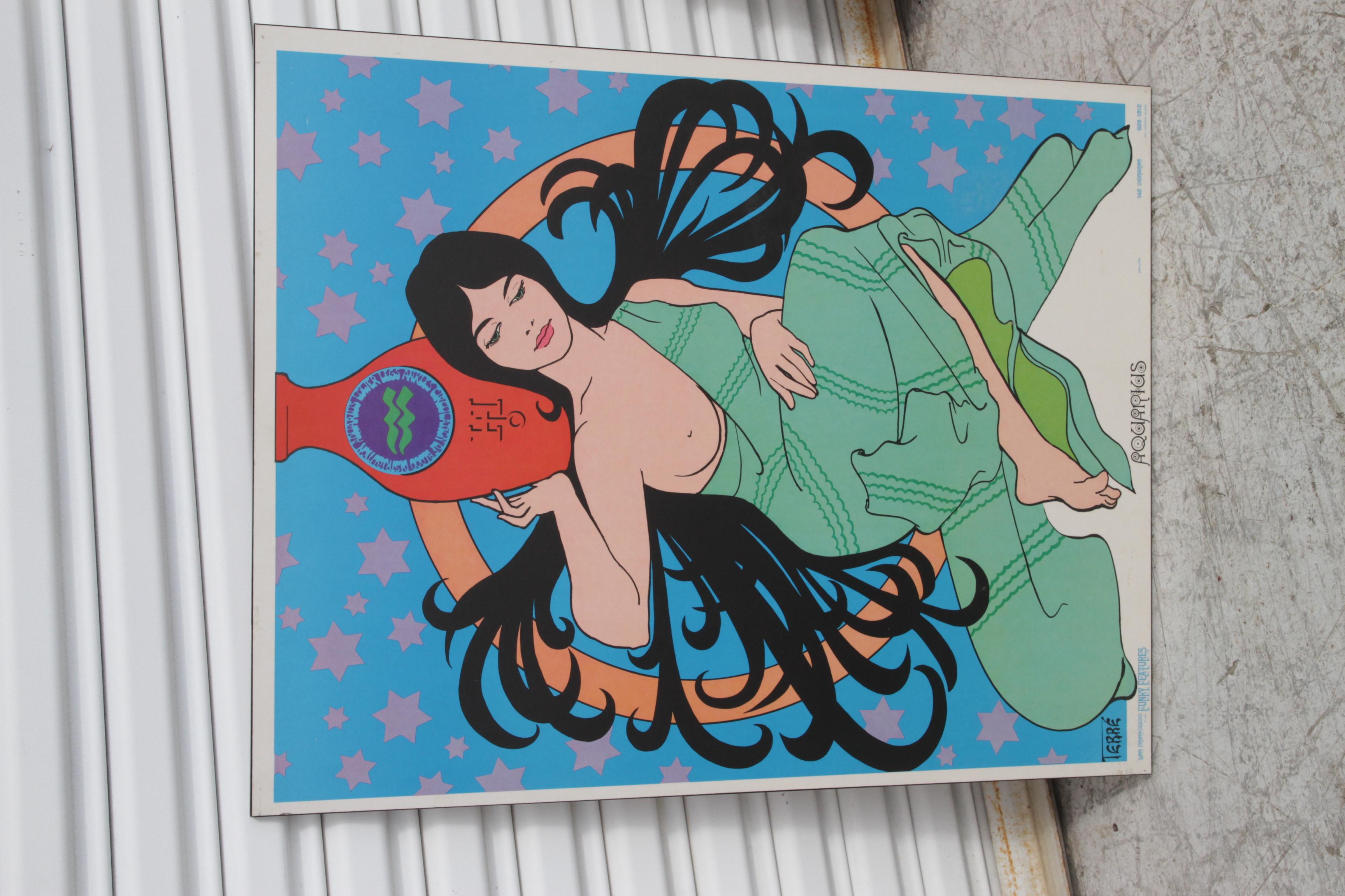 Paper Aquarius Poster Zodiac star sign 1968 For Sale