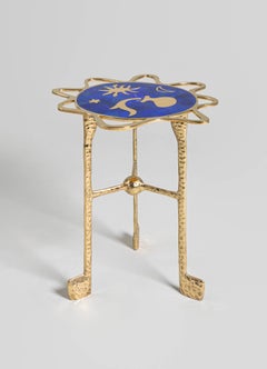 Aquarius Side Table in Brass with Semi Precious Stone, Viya by Vikram Goyal