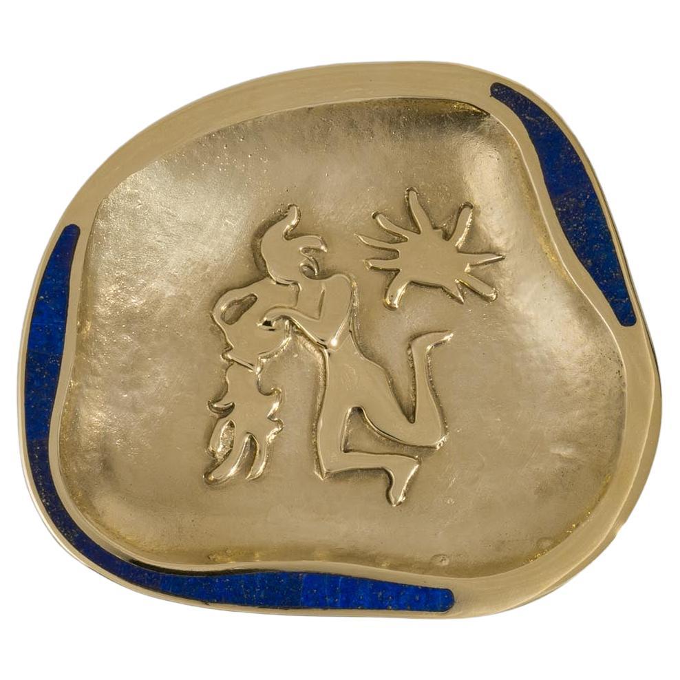 Aquarius Trinket Tray in Brass with Semi Precious, Viya by Vikram Goyal For Sale