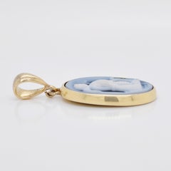 Aquarius Zodiac Agate Cameo 925 Sterling Silver Pendant Necklace