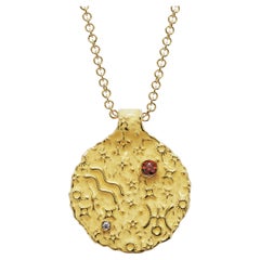 Aquarius Zodiac Pendant – 14K Solid Gold  Astrology Necklace  Oltremare Gioielli