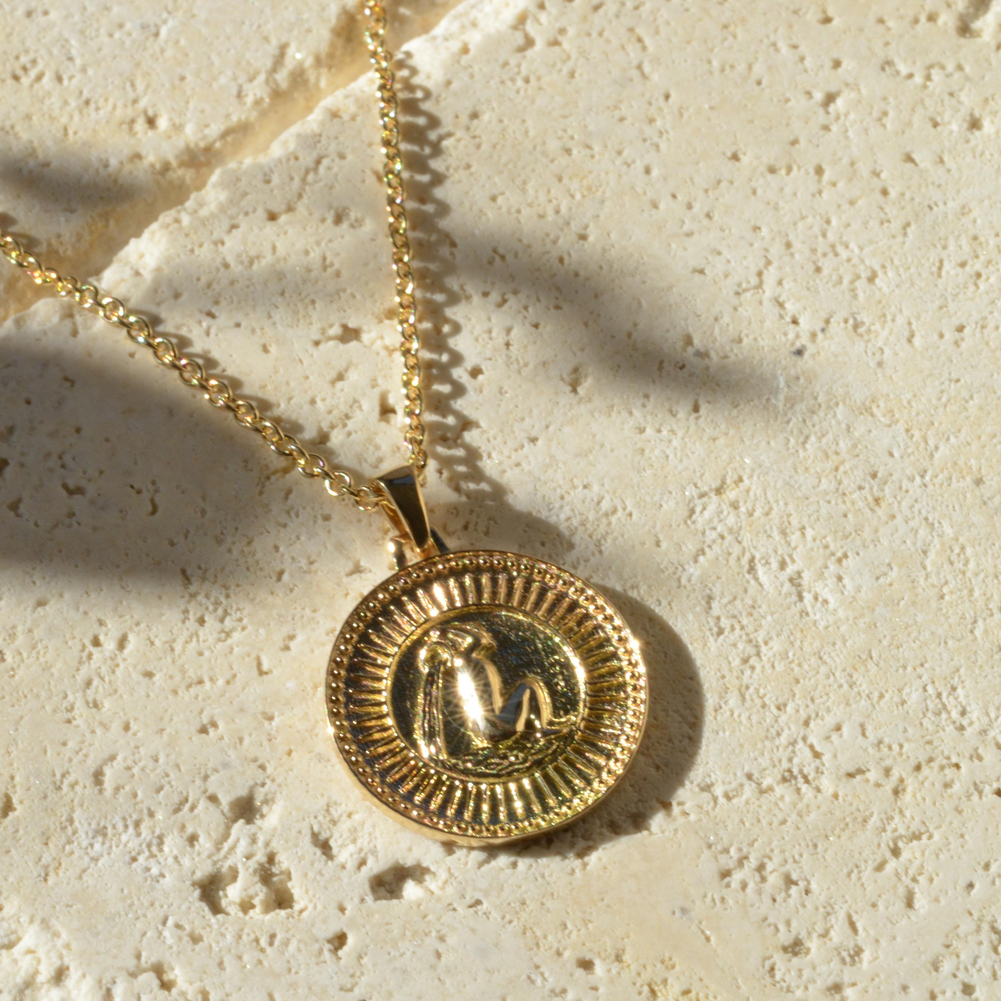 Aquarius Zodiac Pendant Necklace 18kt Fairmined Ecological Gold In New Condition For Sale In New York, NY