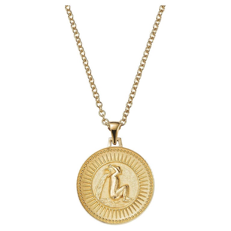 Aquarius Zodiac Pendant Necklace 18kt Fairmined Ecological Gold For Sale at  1stDibs
