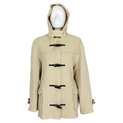 Aquascutum Beige Wool Alamari Montgomery Duffle Coat 90s