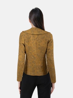 Aquascutum Gold Silk Floral Single Breasted Jacket Size S