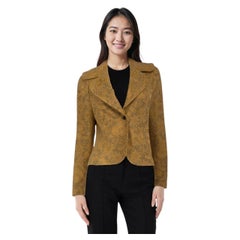 Aquascutum Gold Silk Floral Single Breasted Jacket Size S