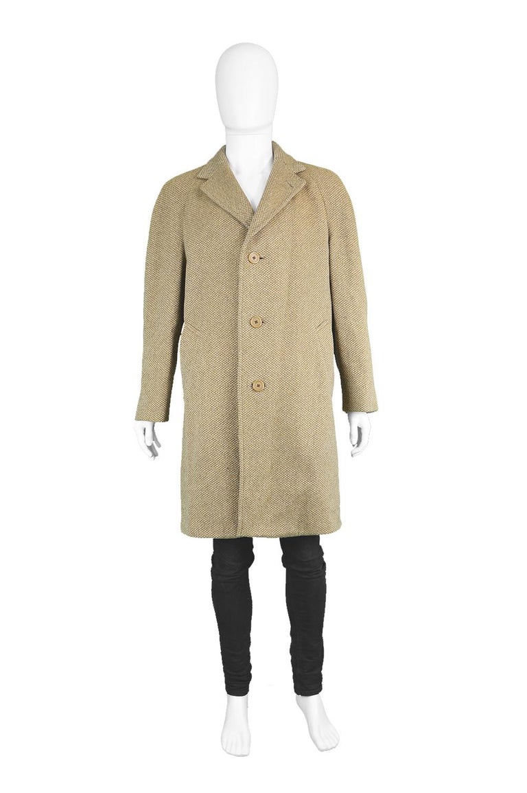 Aquascutum Men's Vintage Pure Lambswool Tweed Raglan Sleeve Overcoat c