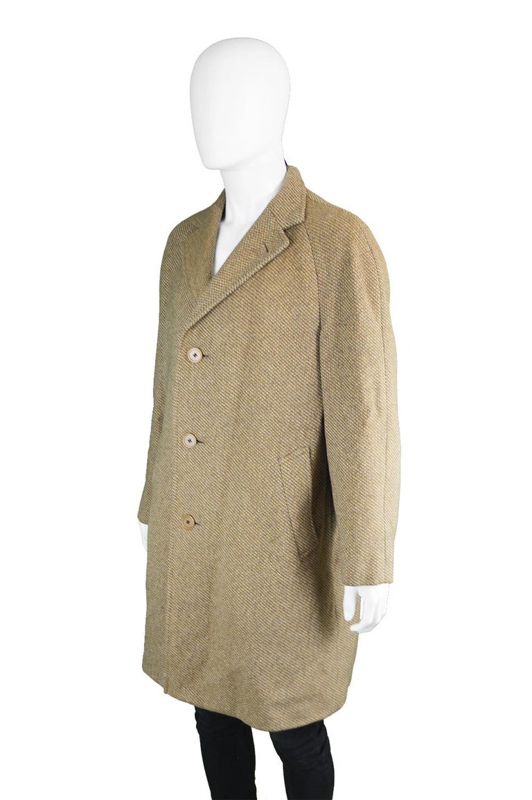 Aquascutum Men's Vintage Pure Lambswool Tweed Raglan Sleeve Overcoat c