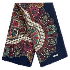 Aquascutum Silk & Wool Blend Paisley Scarf