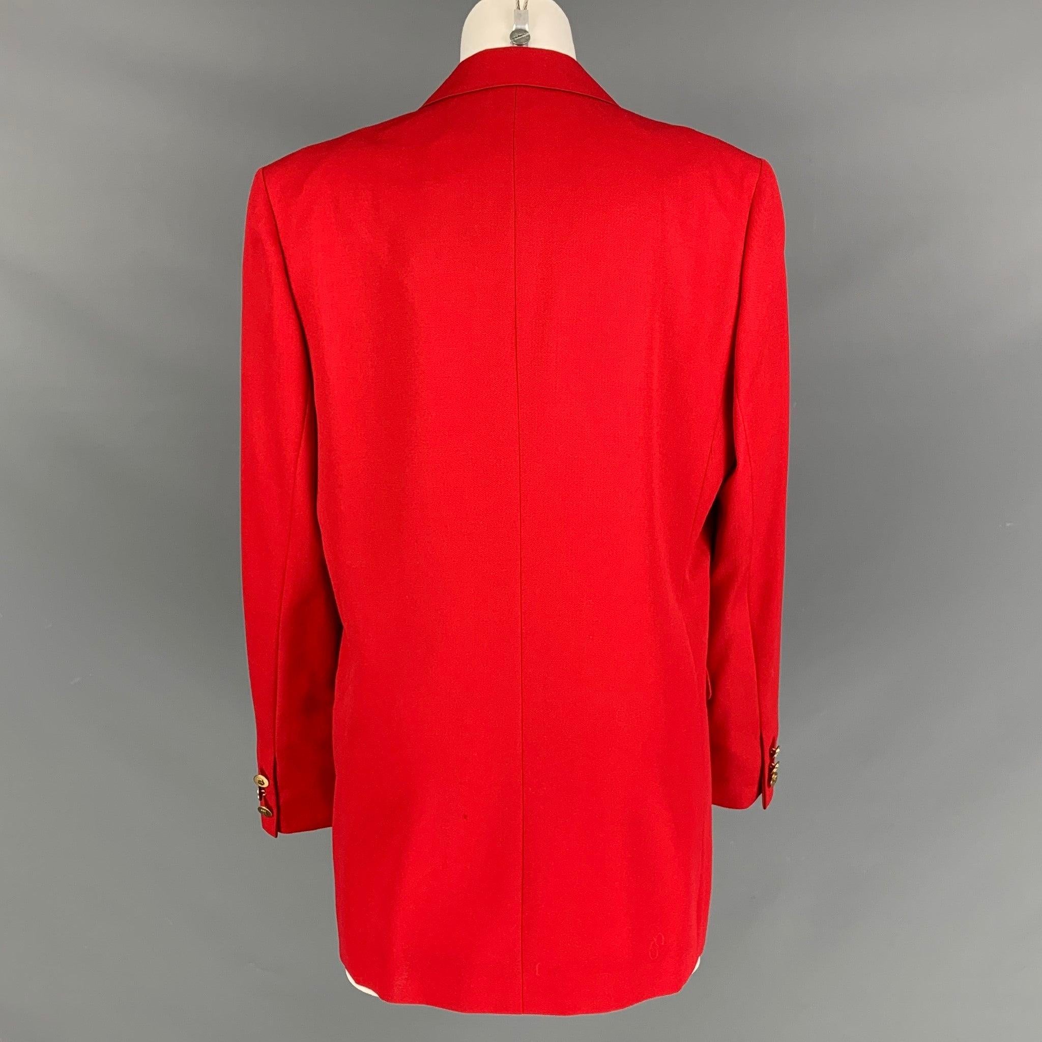 AQUASCUTUM Taille 12  Rouge  Blazer en laine à double crête Bon état - En vente à San Francisco, CA