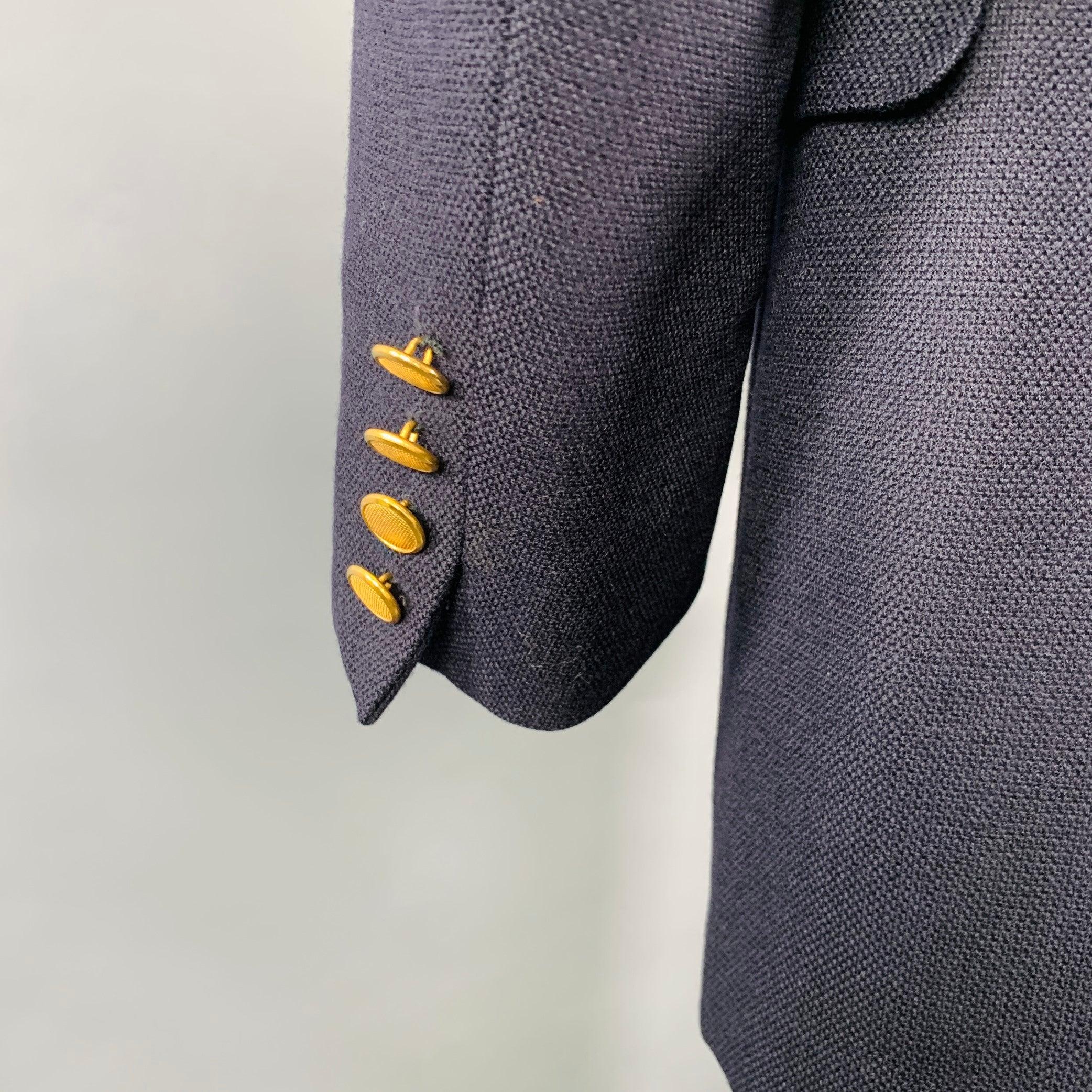 Aquascutum Taille 42 Manteau de sport en laine marine à patte unique Excellent état - En vente à San Francisco, CA