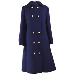 Aquascutum Vintage 1960s Blue Wool Coat