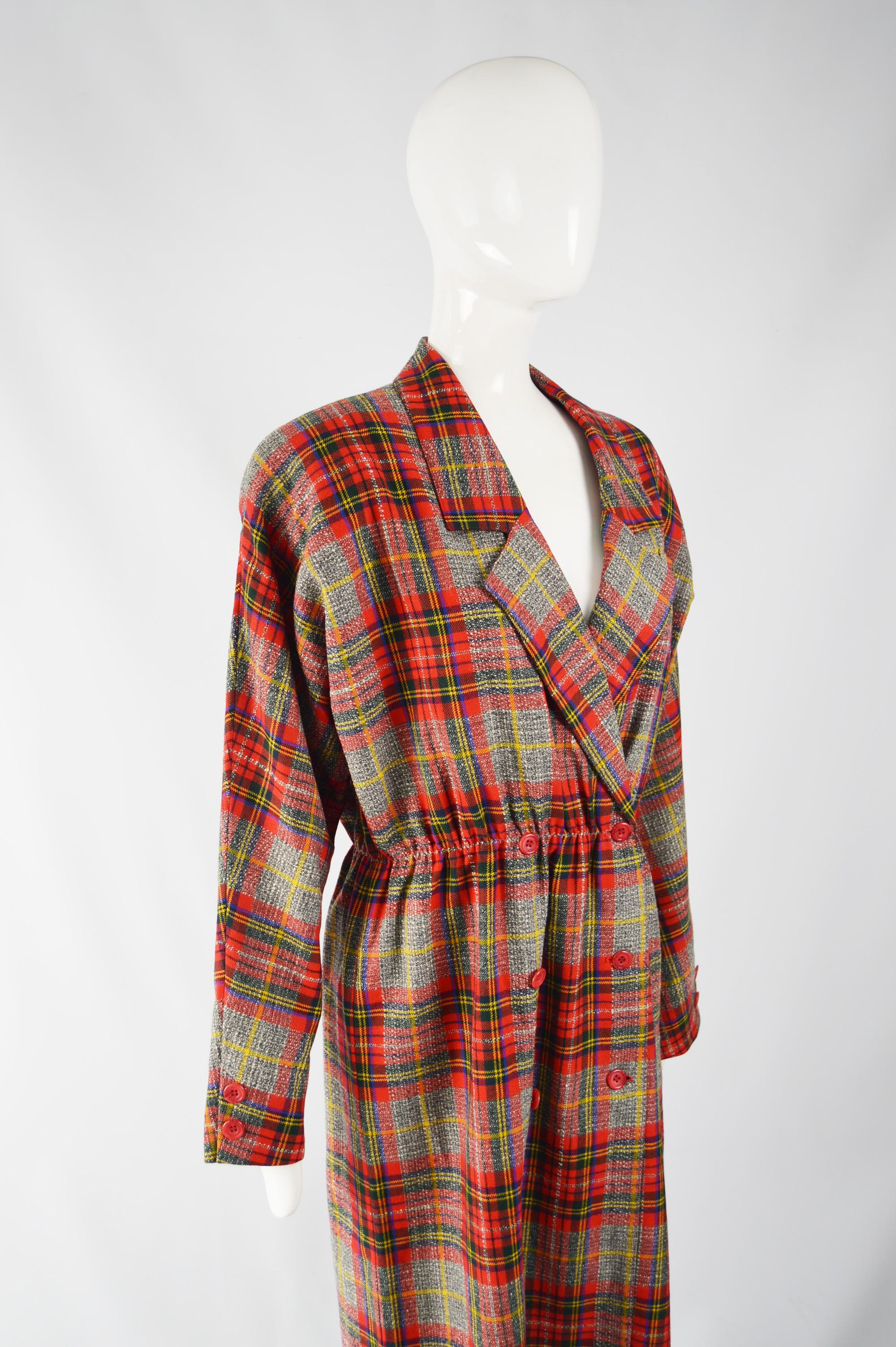 Aquascutum Vintage 1980s Wool Tartan Coat Dress 1