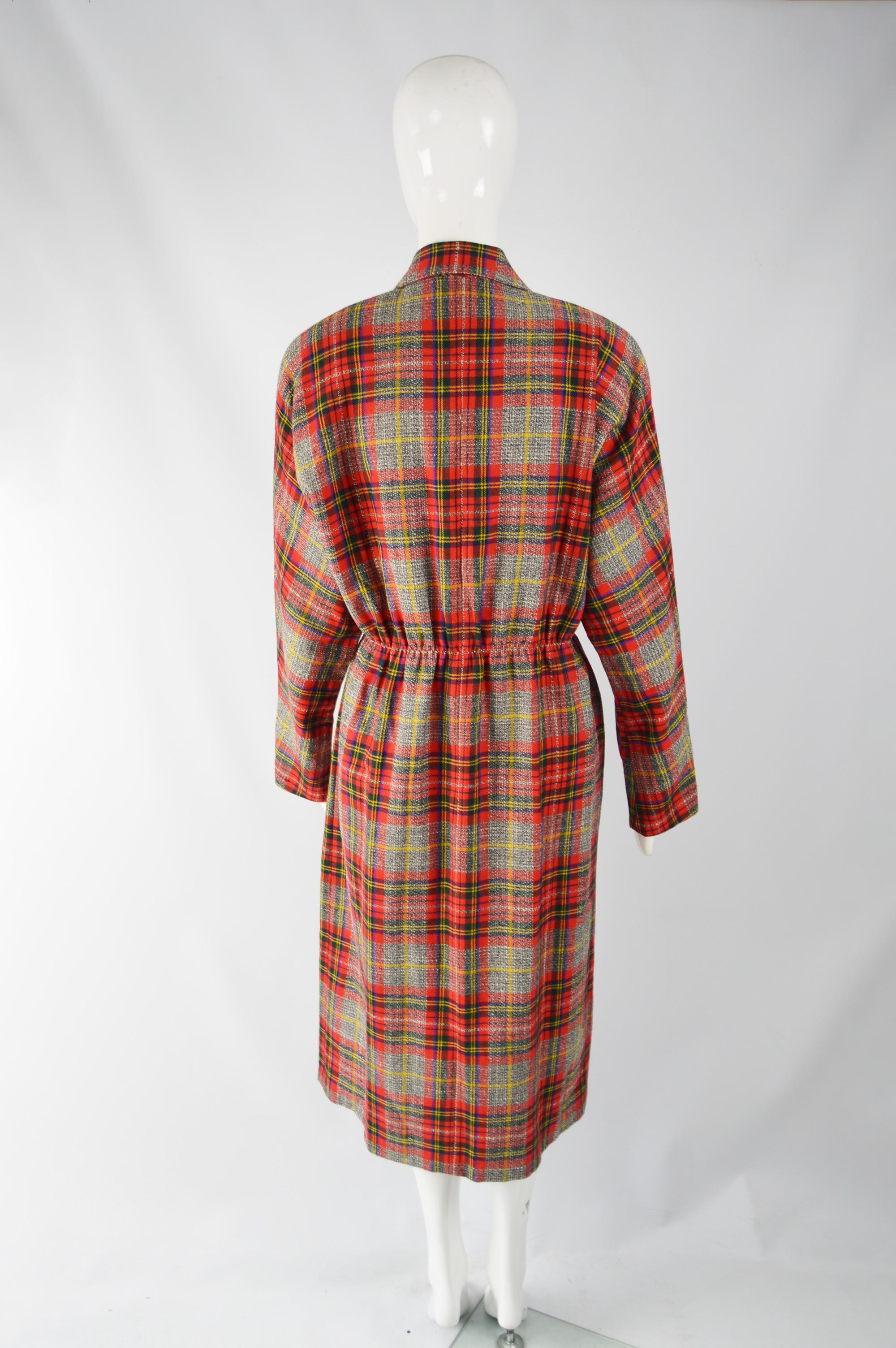 Aquascutum Vintage 1980s Wool Tartan Coat Dress 3