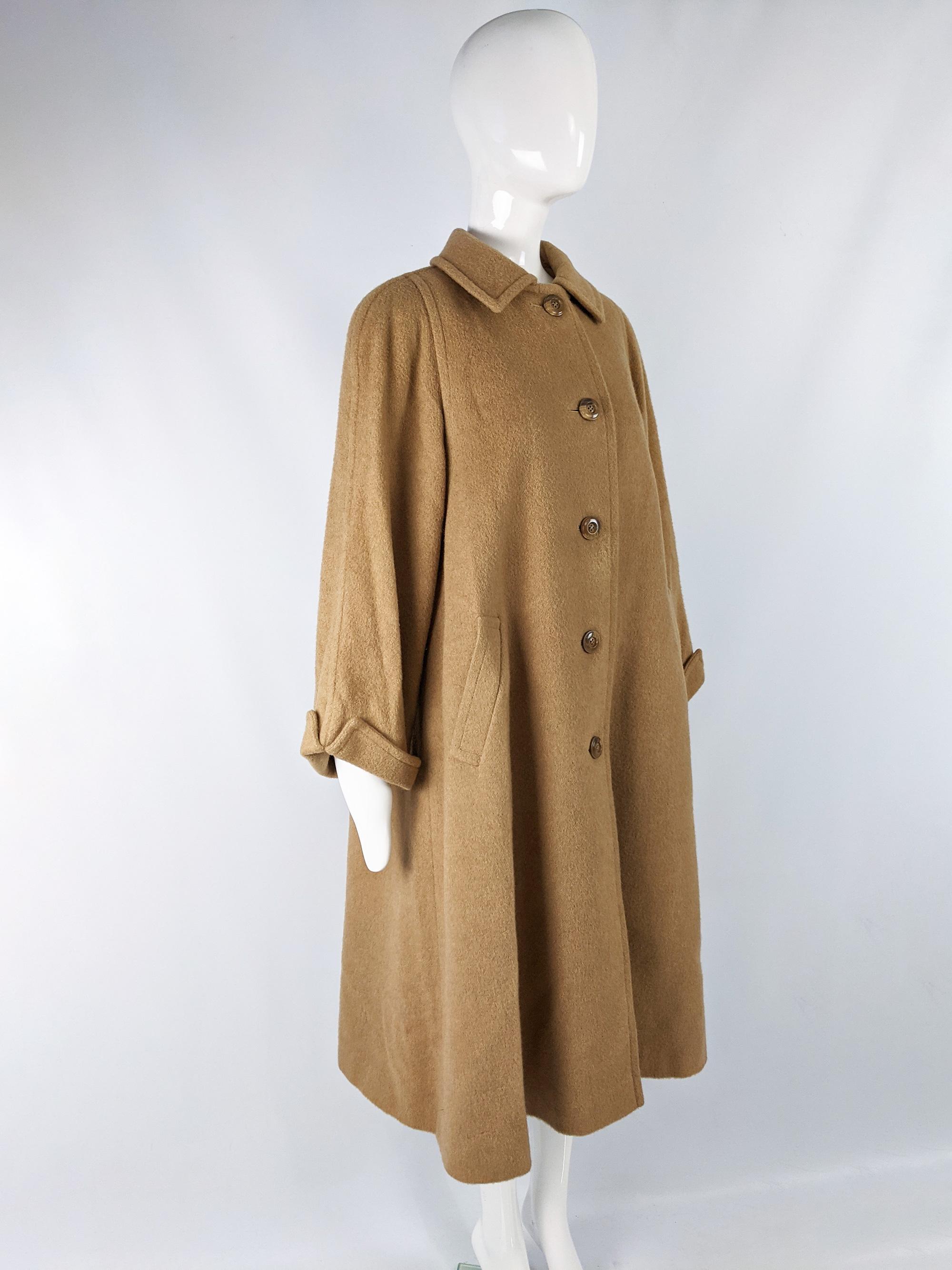 Brown Aquascutum Vintage Camelhair Long Swing Coat, 1960s For Sale