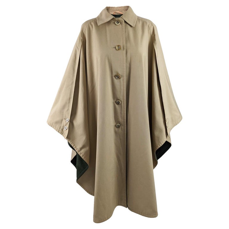 Aquascutum Vintage Dramatic Gabardine Trench Cape Coat with Wool Lining
