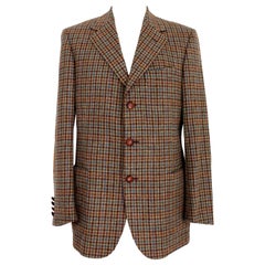 Aquascutum Wool Brown Beige Check Classic Jacket