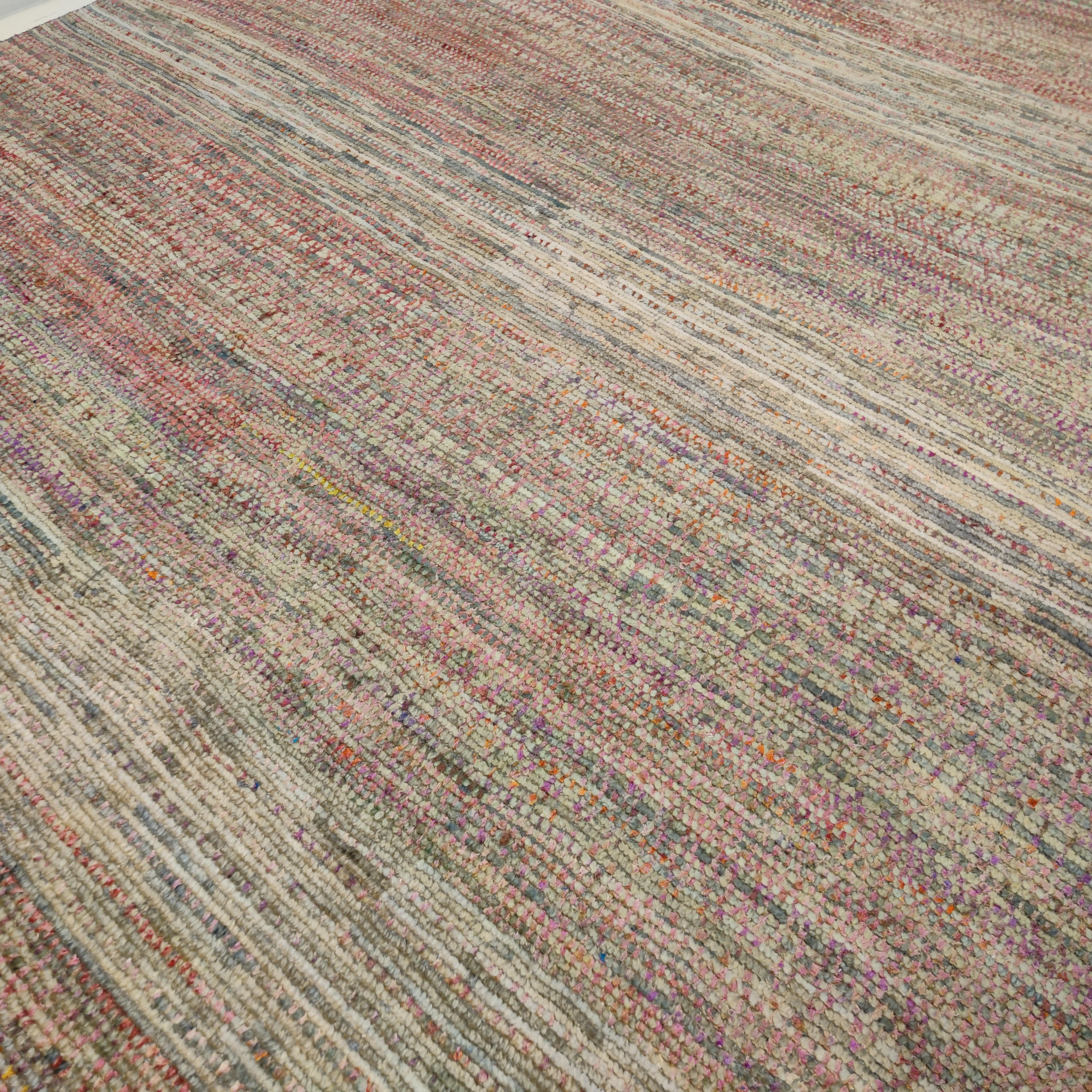 Aquarellfarbener Sari-Teppich aus Wolle und Seide von Alberto Levi Gallery (Organische Moderne) im Angebot