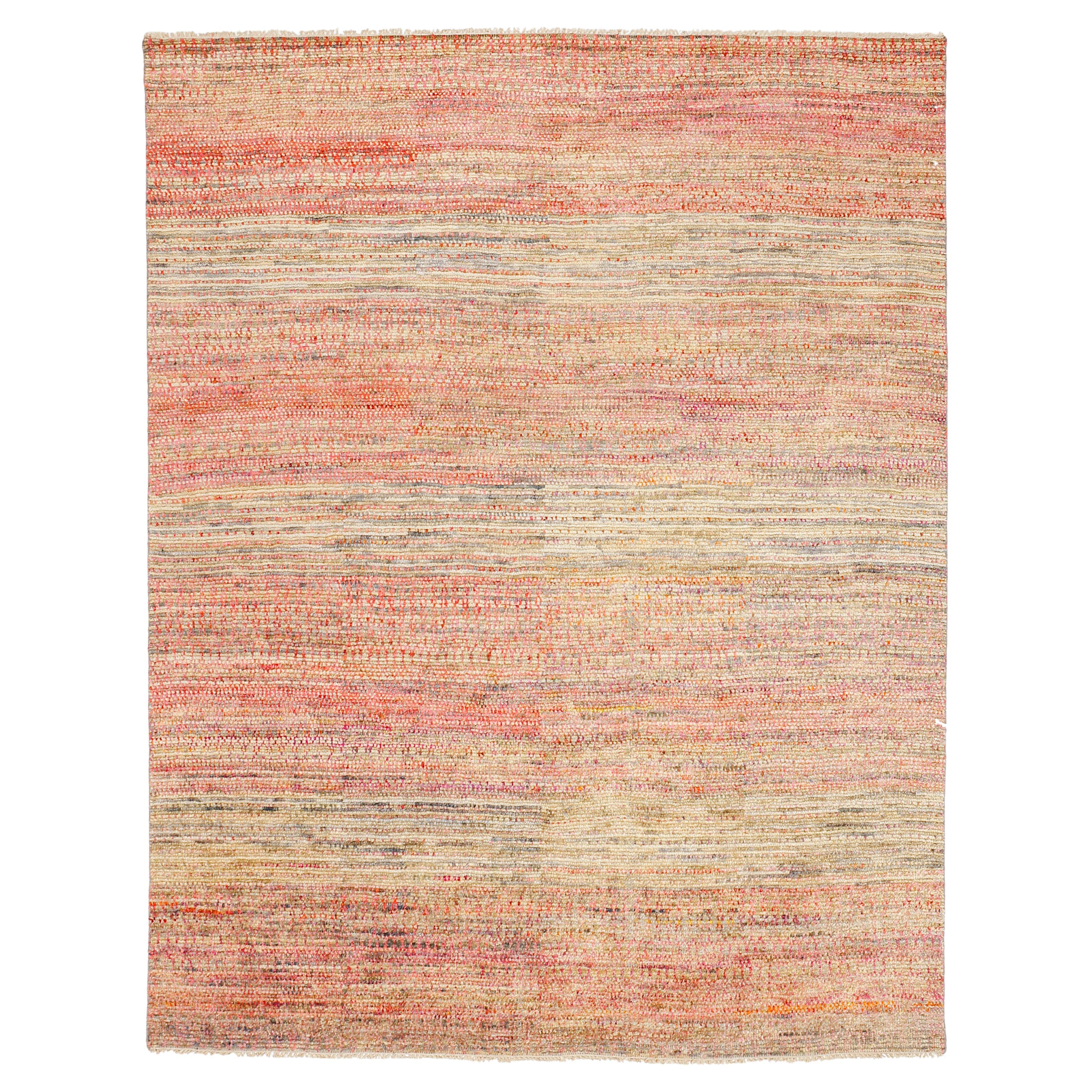 Aquarellfarbener Sari-Teppich aus Wolle und Seide von Alberto Levi Gallery im Angebot