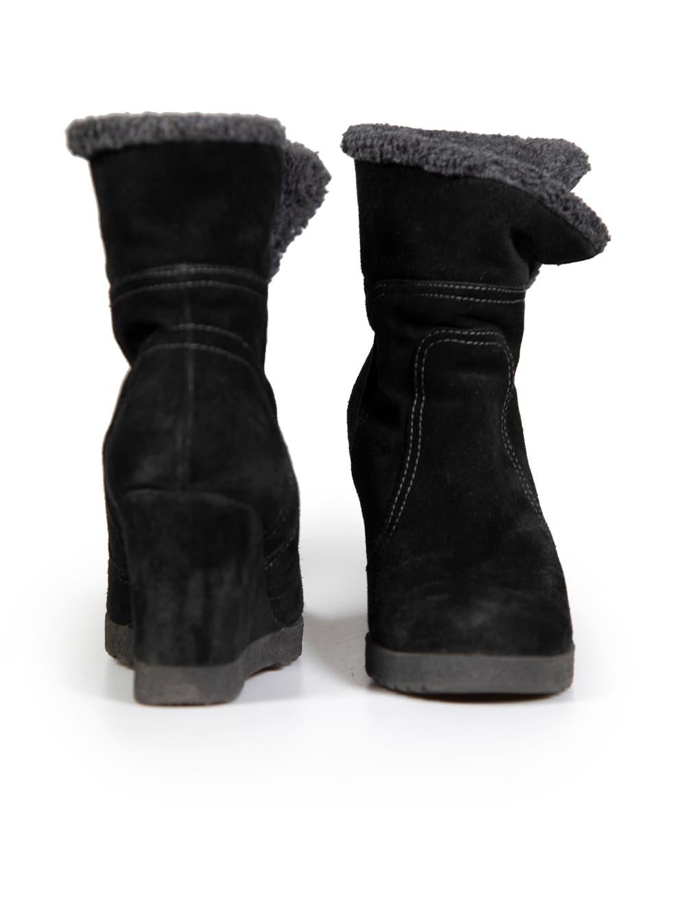 Nero Aquatalia Stivali con zeppa in camoscio nero foderati di shearling Taglia IT 39 in vendita