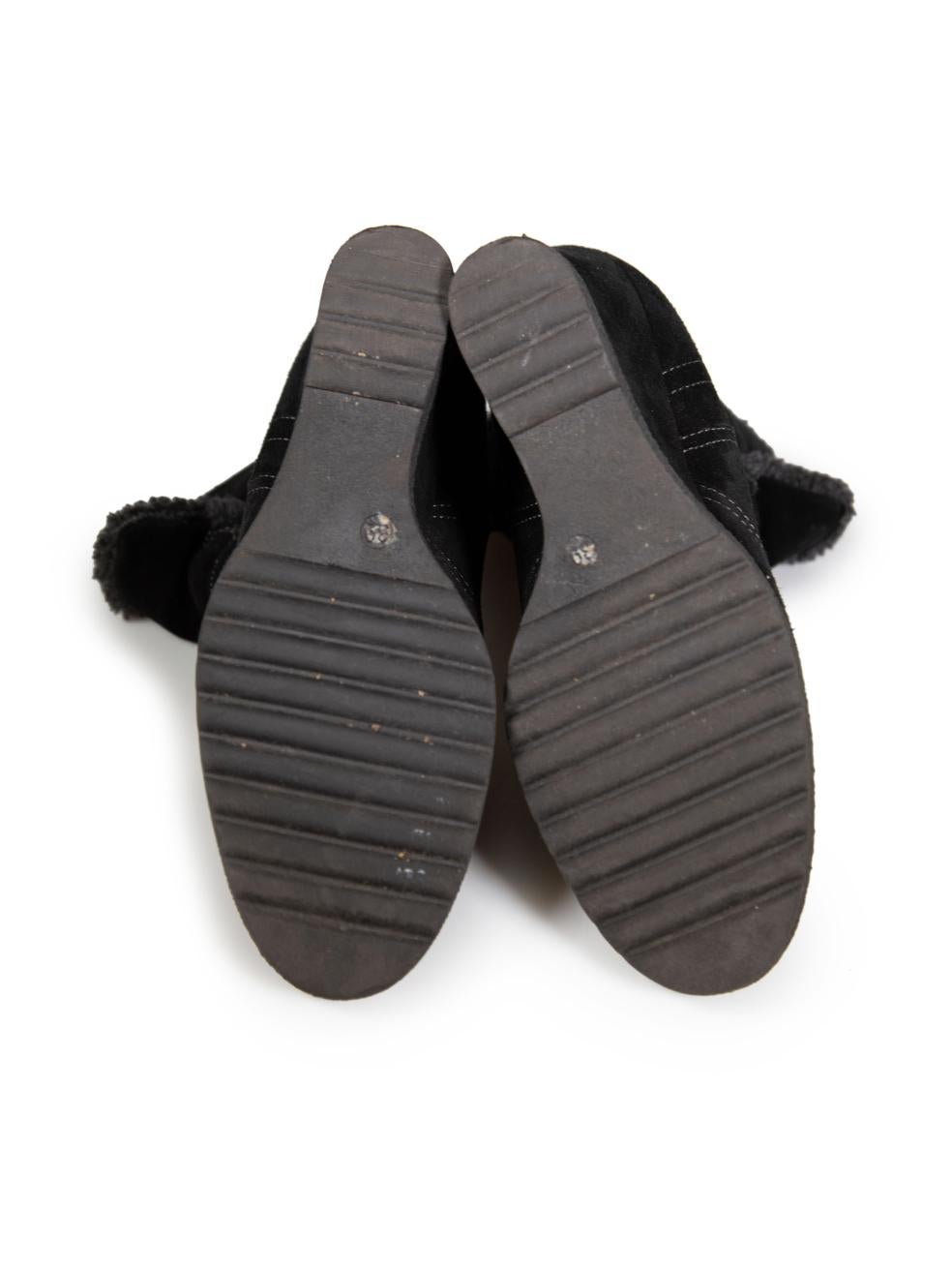 Aquatalia Black Suede Shearling Lined Wedge Boots Size IT 39 Pour femmes en vente