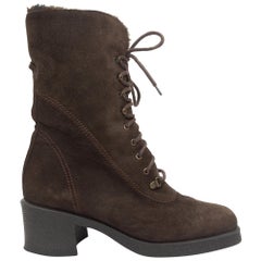 Aquatalia Brown Suede Lace-Up Boots