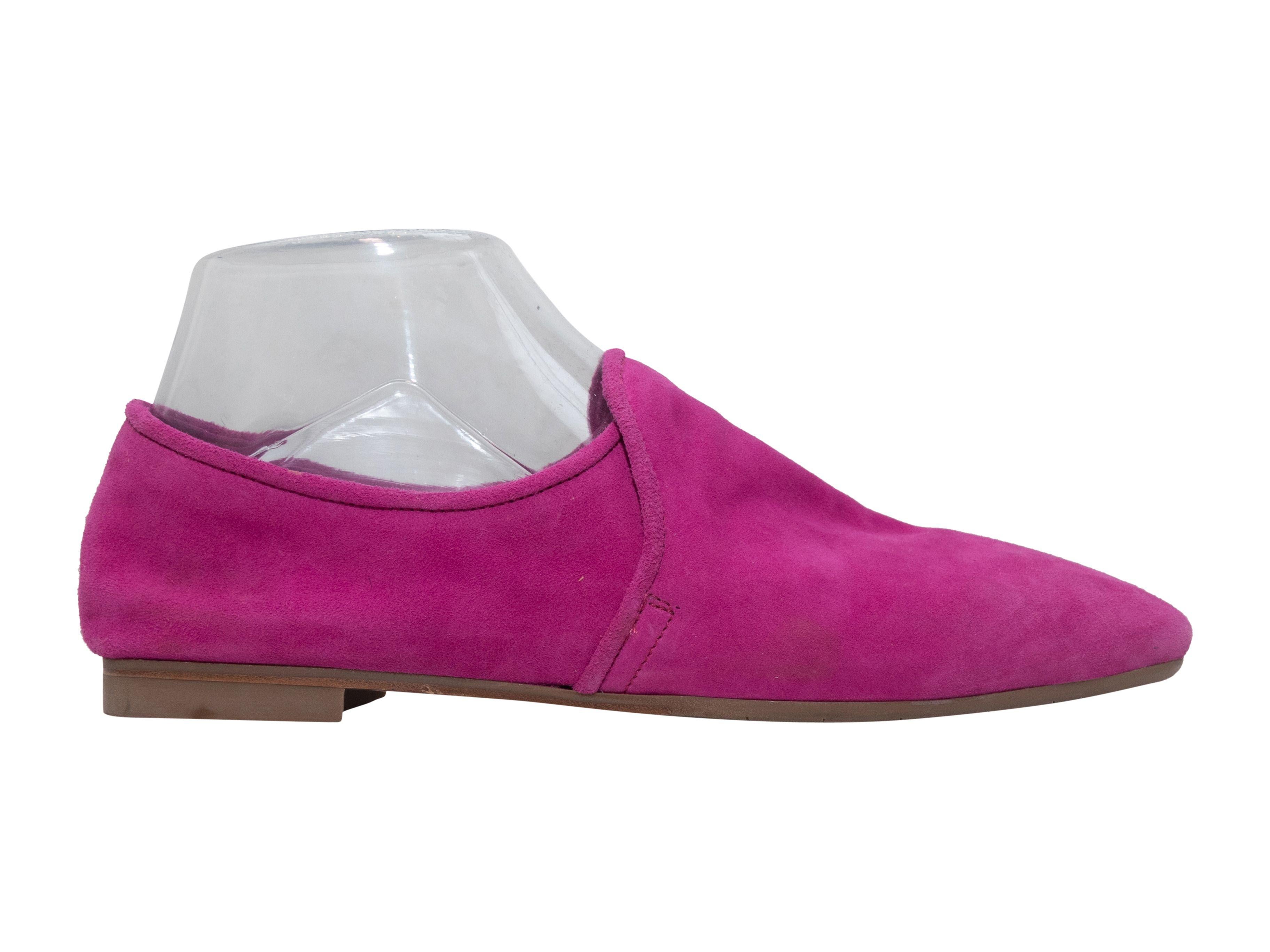 Aquatalia Magenta Suede Loafers In Good Condition In New York, NY
