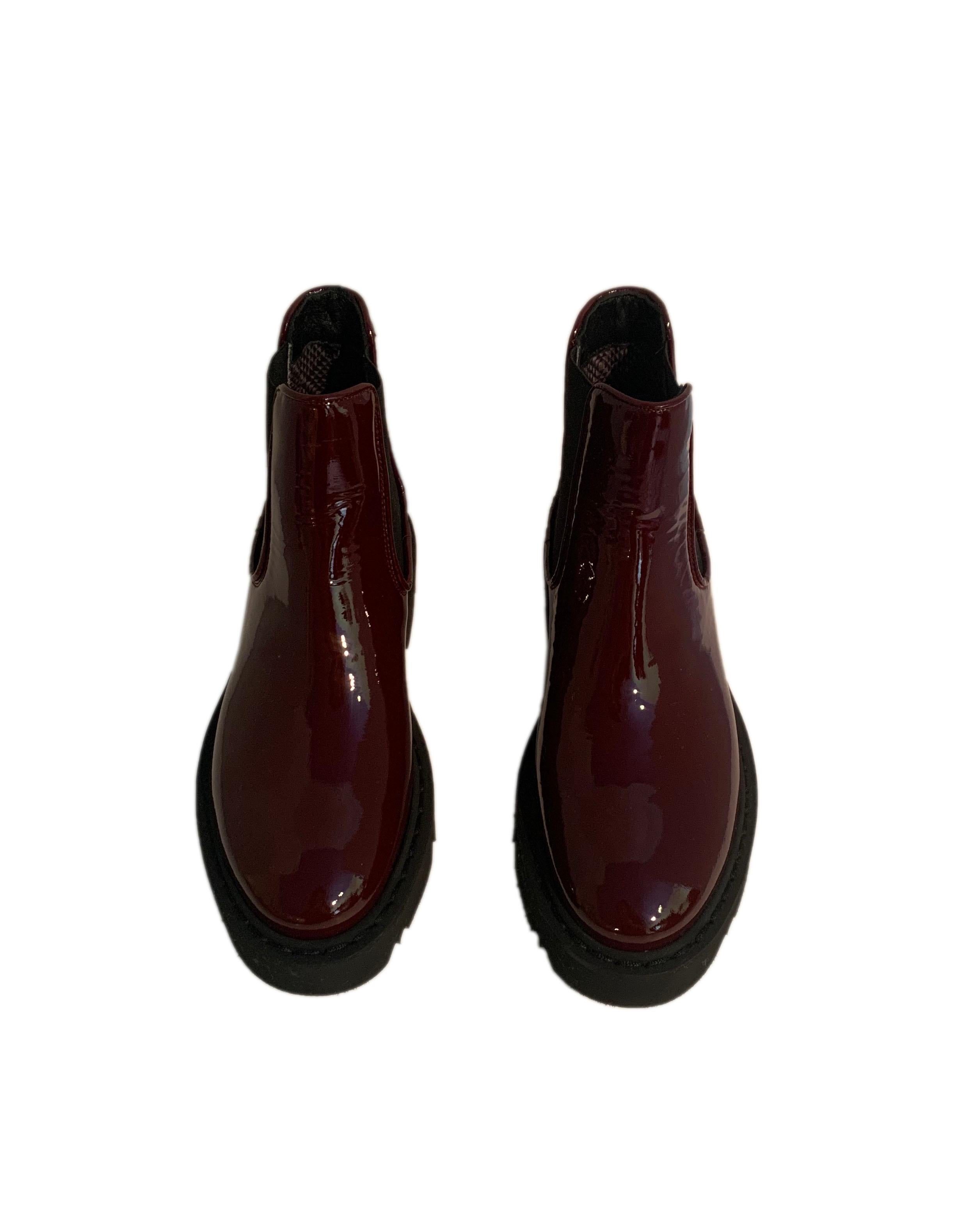 Aquatalia NEW Burgundy Patent Leather Haylie Chelsea Boots sz 8 rt. $495 1