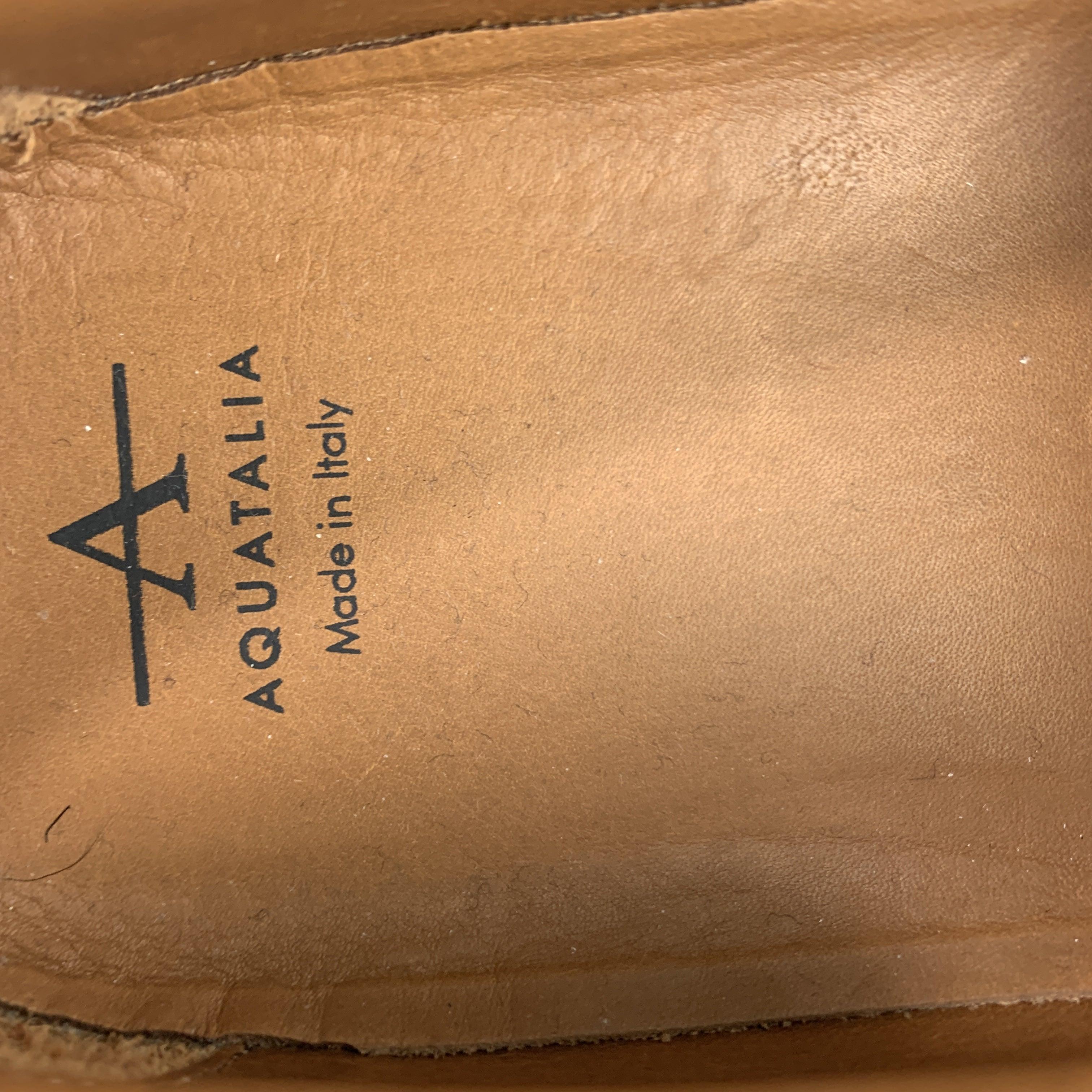 AQUATALIA Größe 10 Marineblaue Slip-On-Turnschuhe aus gewebtem Leder Herren im Angebot