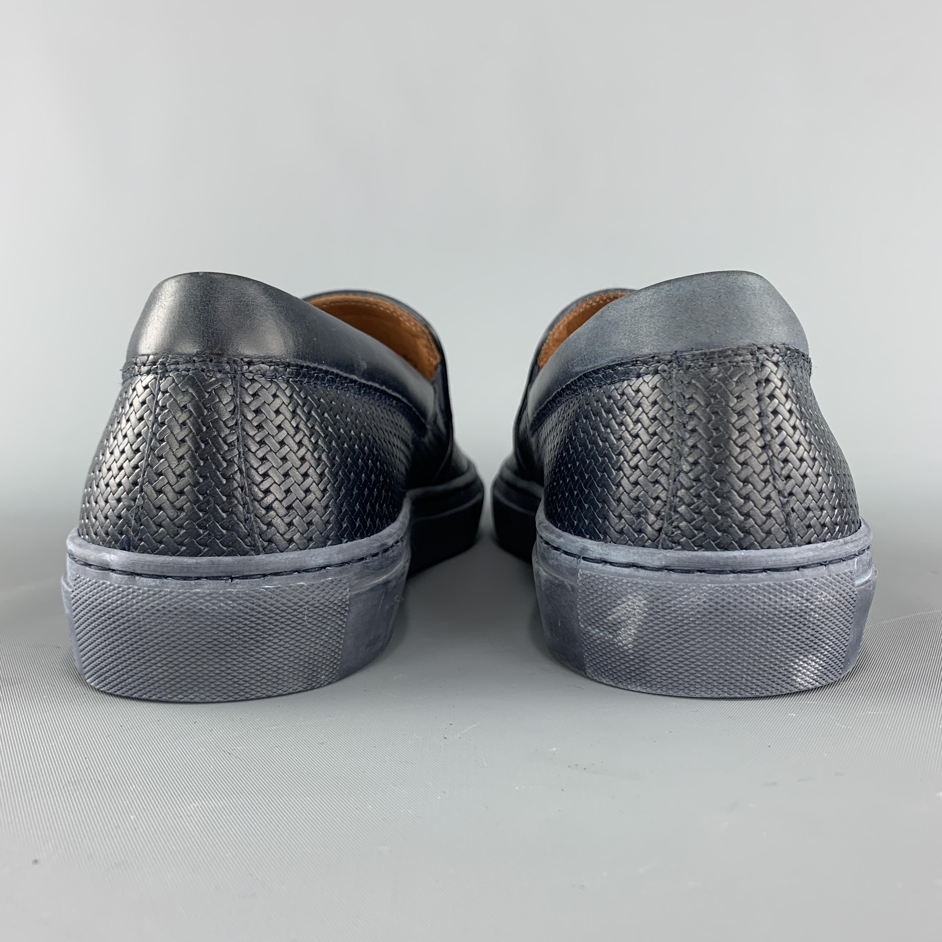 Gray AQUATALIA Size 10 Navy Woven Leather Slip On Sneakers