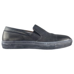 AQUATALIA Taglia 10 Navy Woven Leather Slip On Sneakers