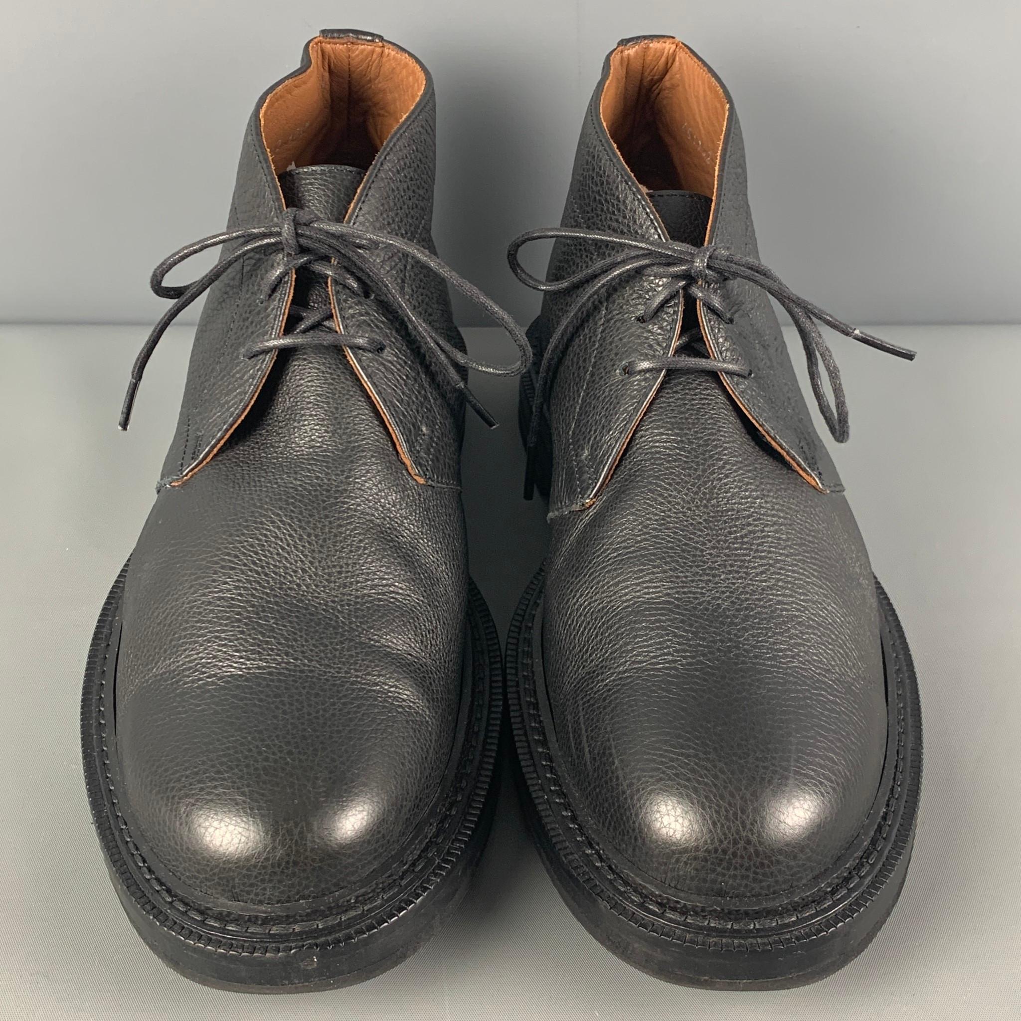 Men's AQUATALIA Size 10.5 Black Leather Lace Up Boots