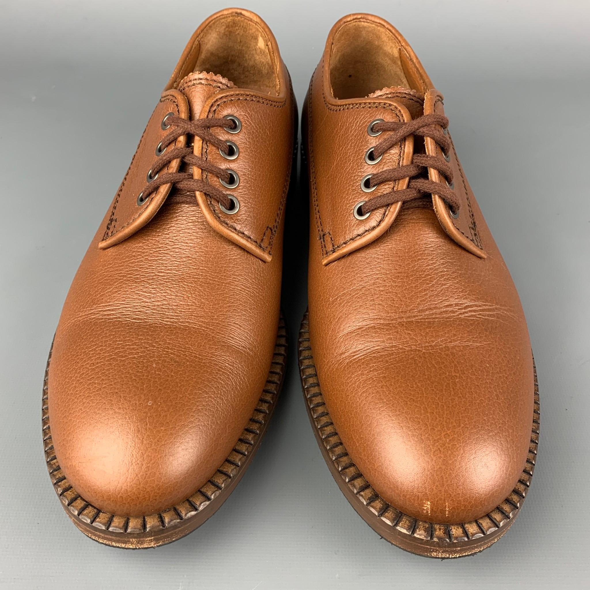 Brown AQUATALIA Size 10.5 Caramel Leather Lace Up Shoes