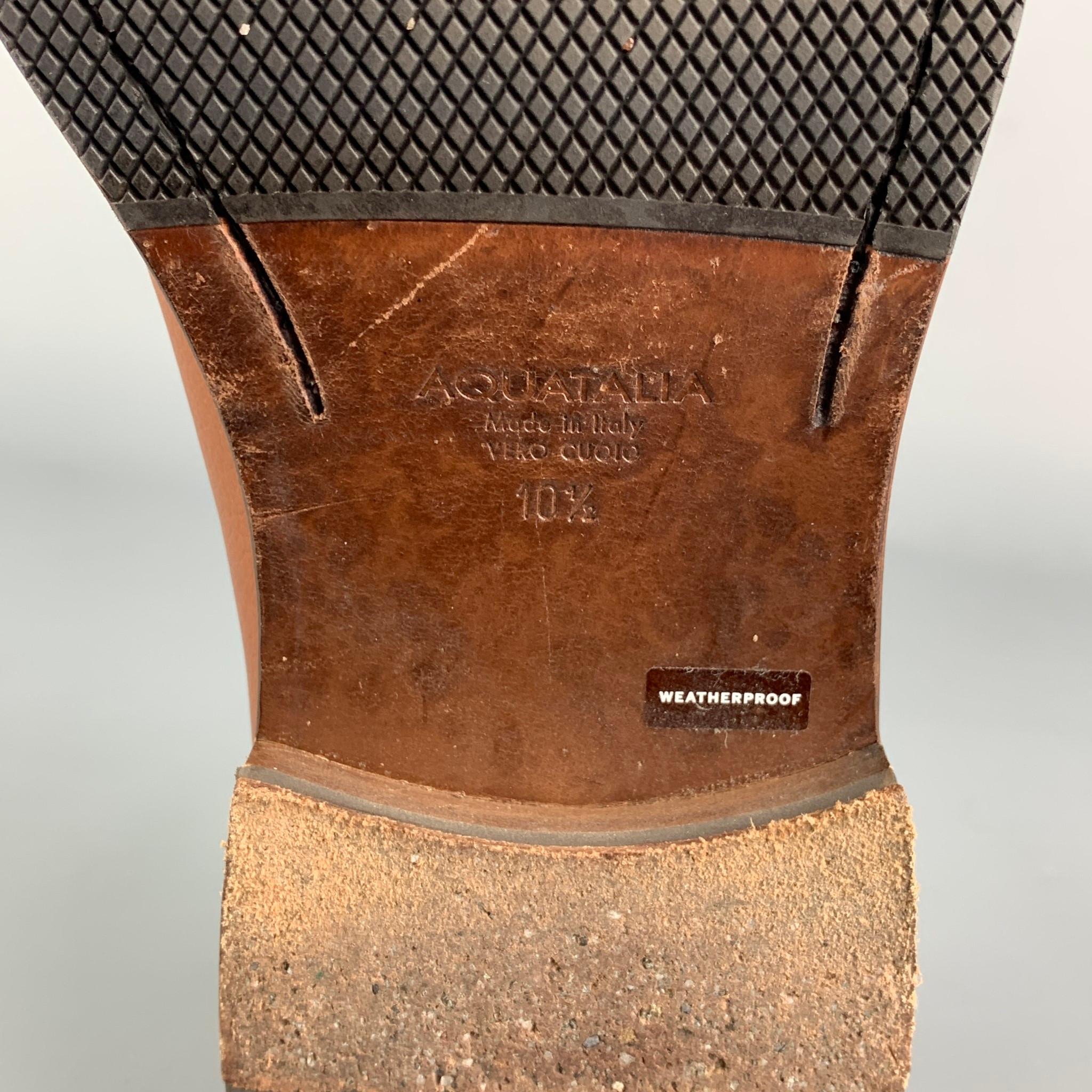 Men's AQUATALIA Size 10.5 Caramel Leather Lace Up Shoes