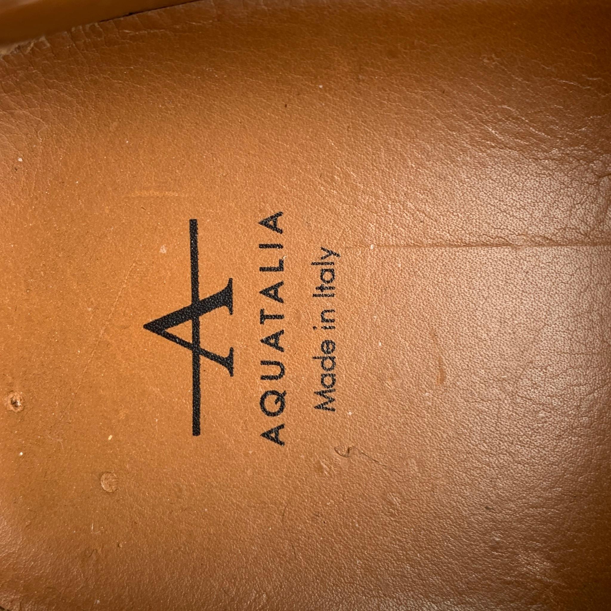 AQUATALIA Size 10.5 Caramel Leather Lace Up Shoes 1