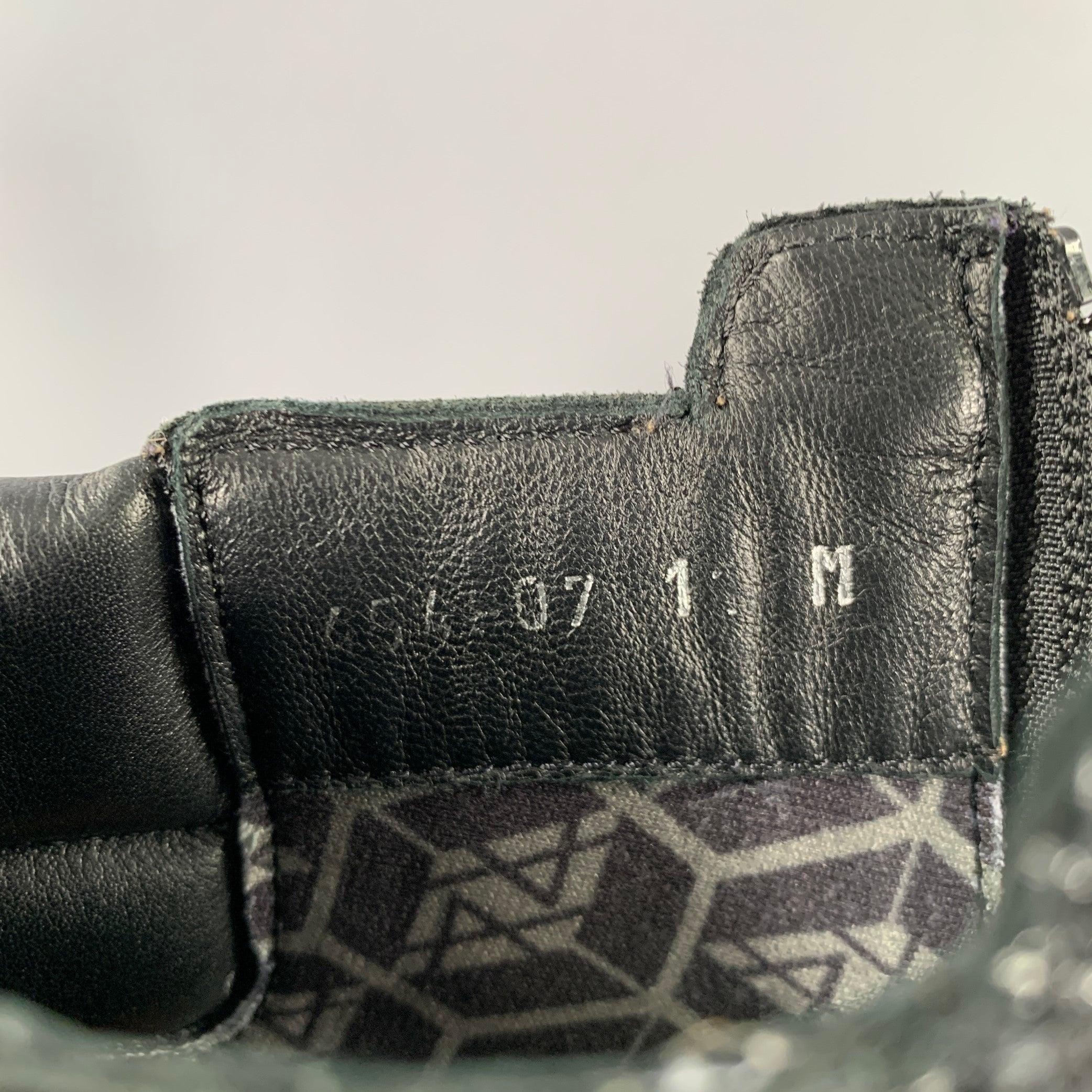 AQUATALIA Size 11 Black Leather Croc Embossed Zip Up Boots For Sale 4