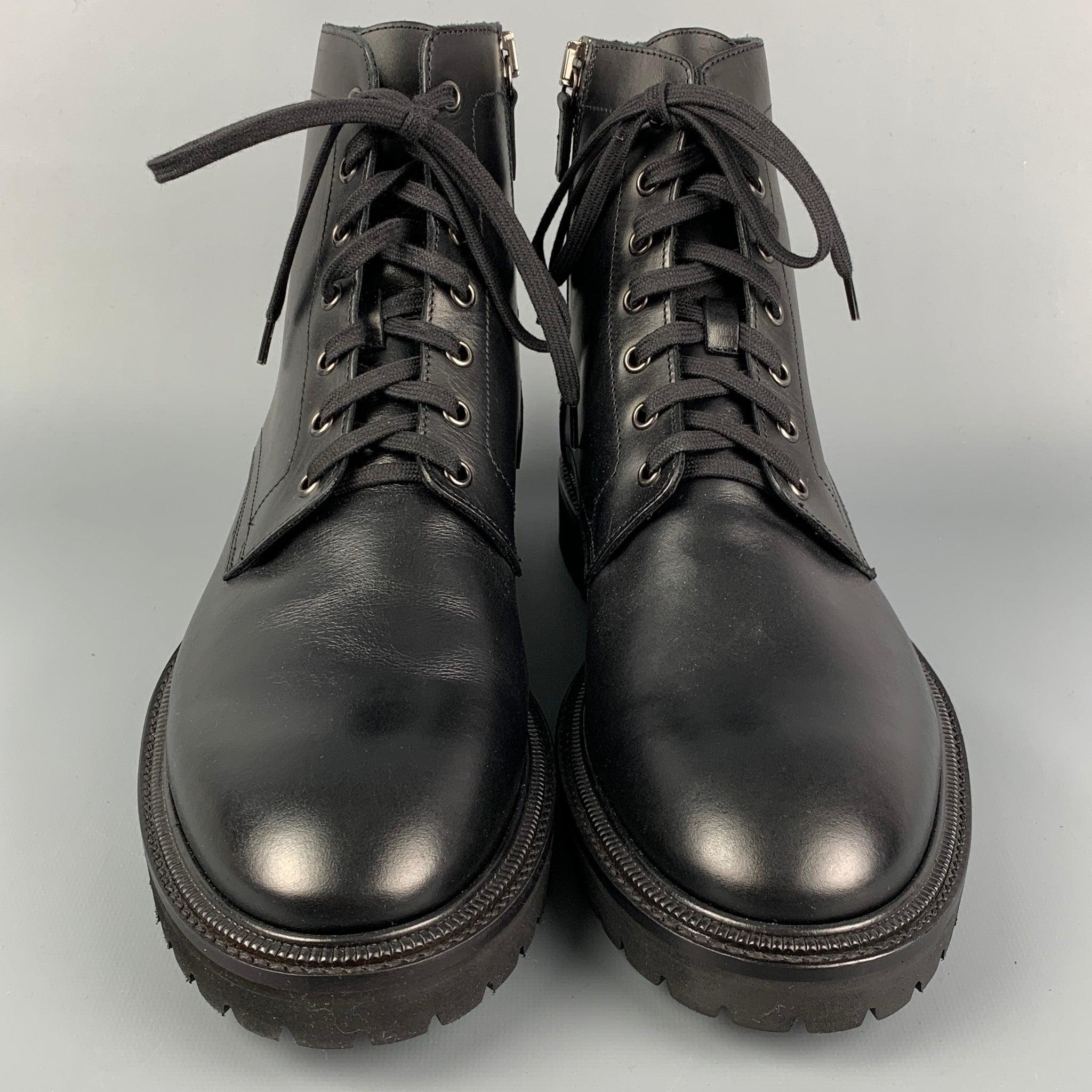 Men's AQUATALIA Size 11 Black Leather Lace Up Boots For Sale