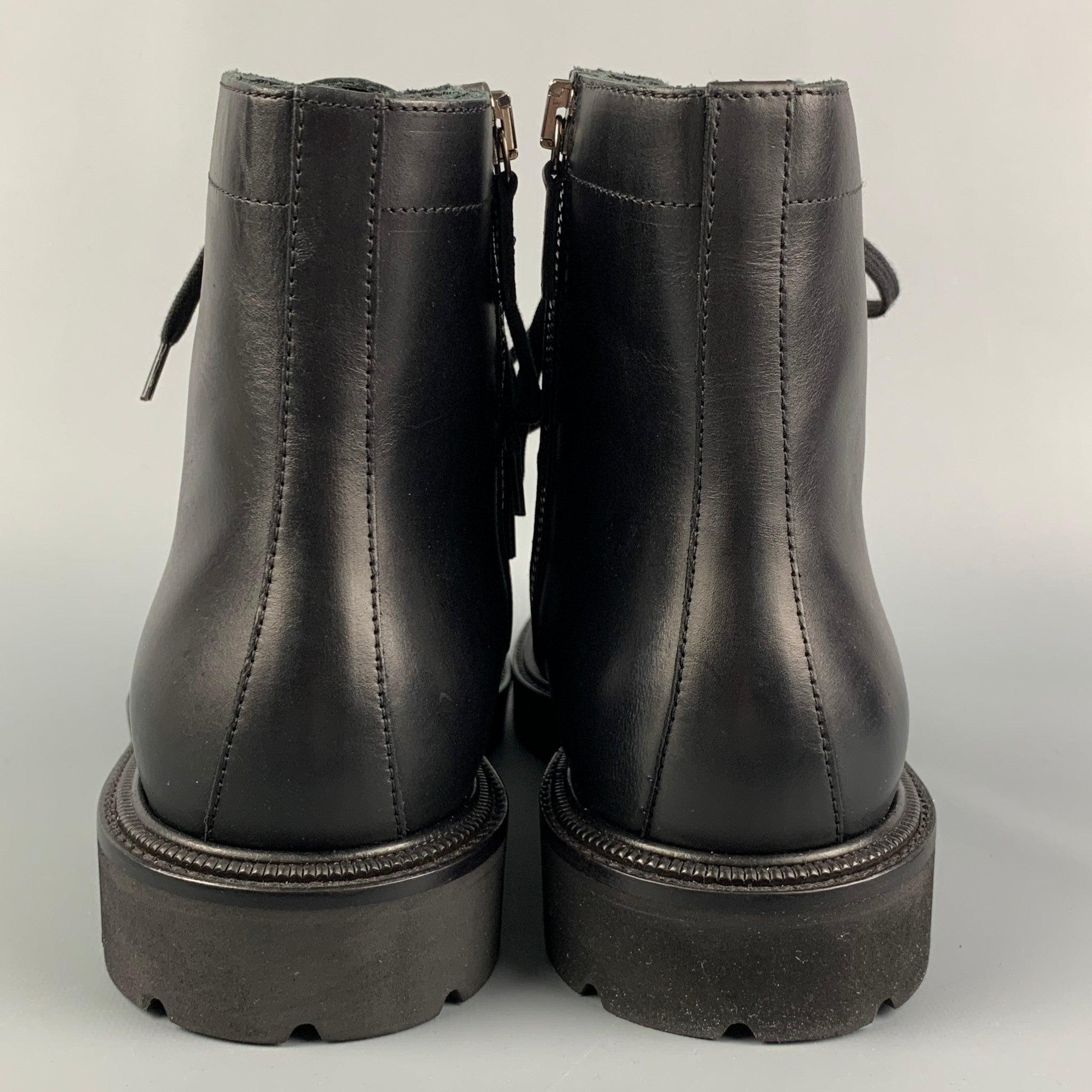 AQUATALIA Size 11 Black Leather Lace Up Boots For Sale 1