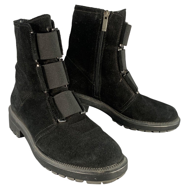 AQUATALIA Size 7.5 Black Suede Elastic Side Zipper Ankle  display picture 2