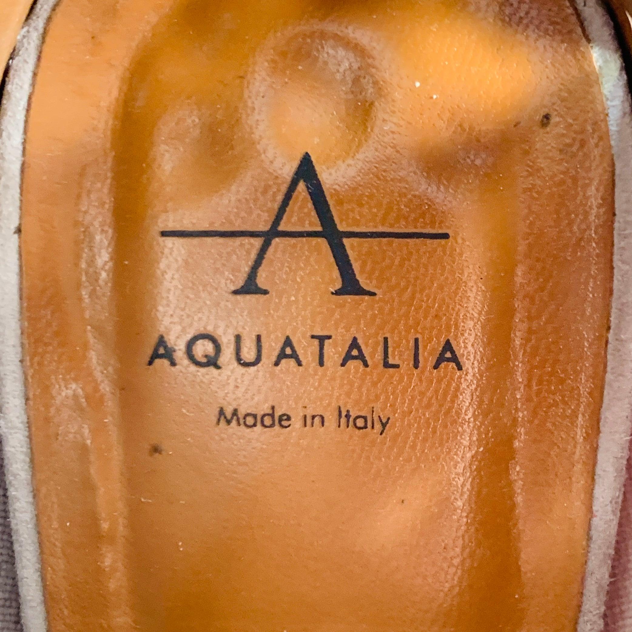 AQUATALIA Size 7.5 Grey Perforated Suede Peep Toe Boots For Sale 3