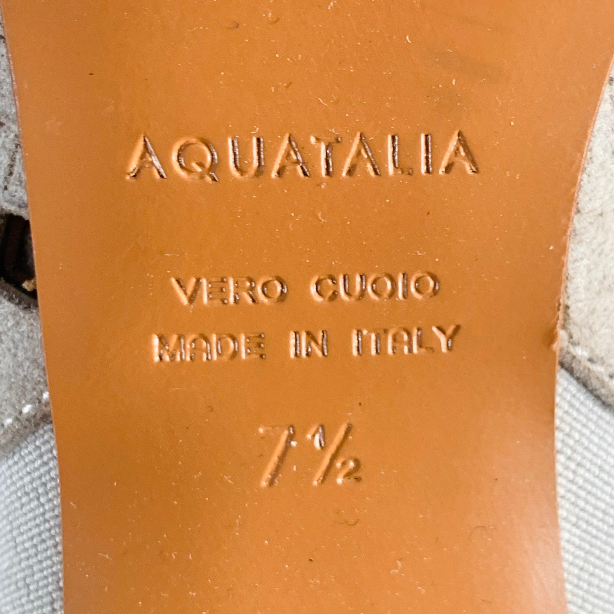 AQUATALIA Size 7.5 Grey Perforated Suede Peep Toe Boots For Sale 4