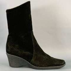 Aquatalia taglia 9,5 Stivali in pelle scamosciata nera con suola in crêpe impermeabile