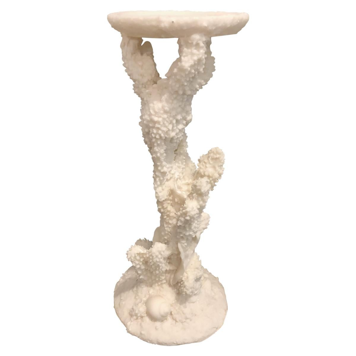 Stone Aquatic-Themed Carved Candlesticks, 20th Century For Sale