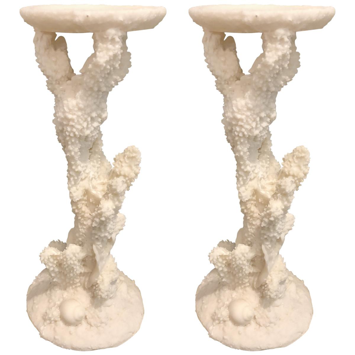 Aquatic-Themed Carved Candlesticks, 20th Century For Sale