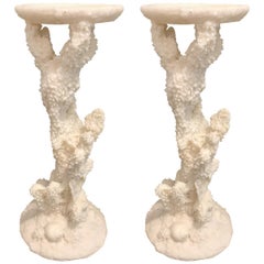 Aquatic-Themed Carved Candlesticks, 20th Century