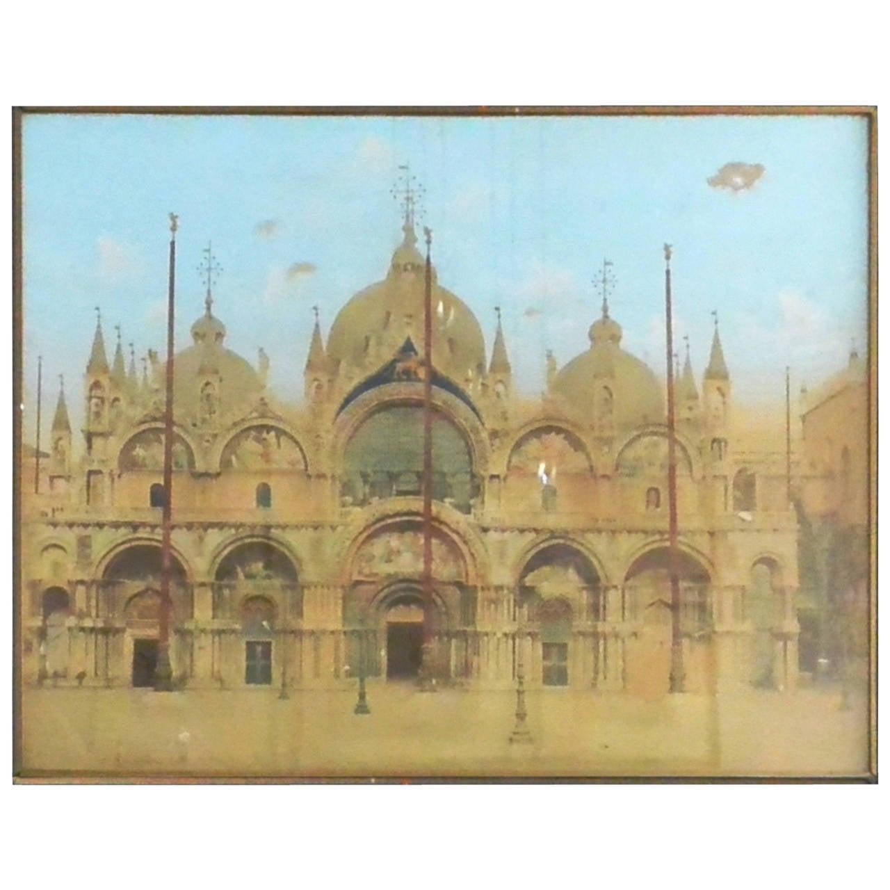 Acquatinta di San Marco a Venezia. Grande acquatinta d'epoca incorniciata di San Marco a Venezia. Europa, inizio del XX secolo
Dimensioni: 41
