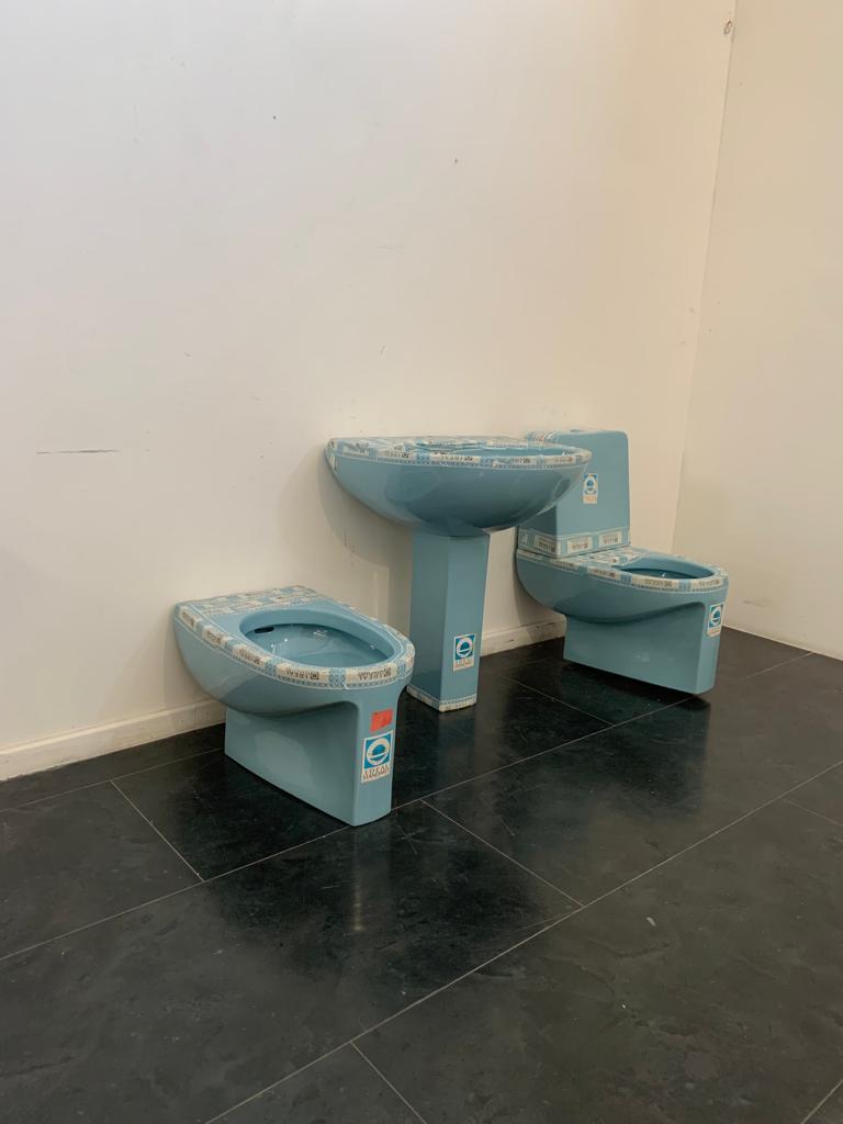 Ceramic Aquatonda washbasin, toilet and bidet by Achille Castiglioni for Ideal Standard For Sale