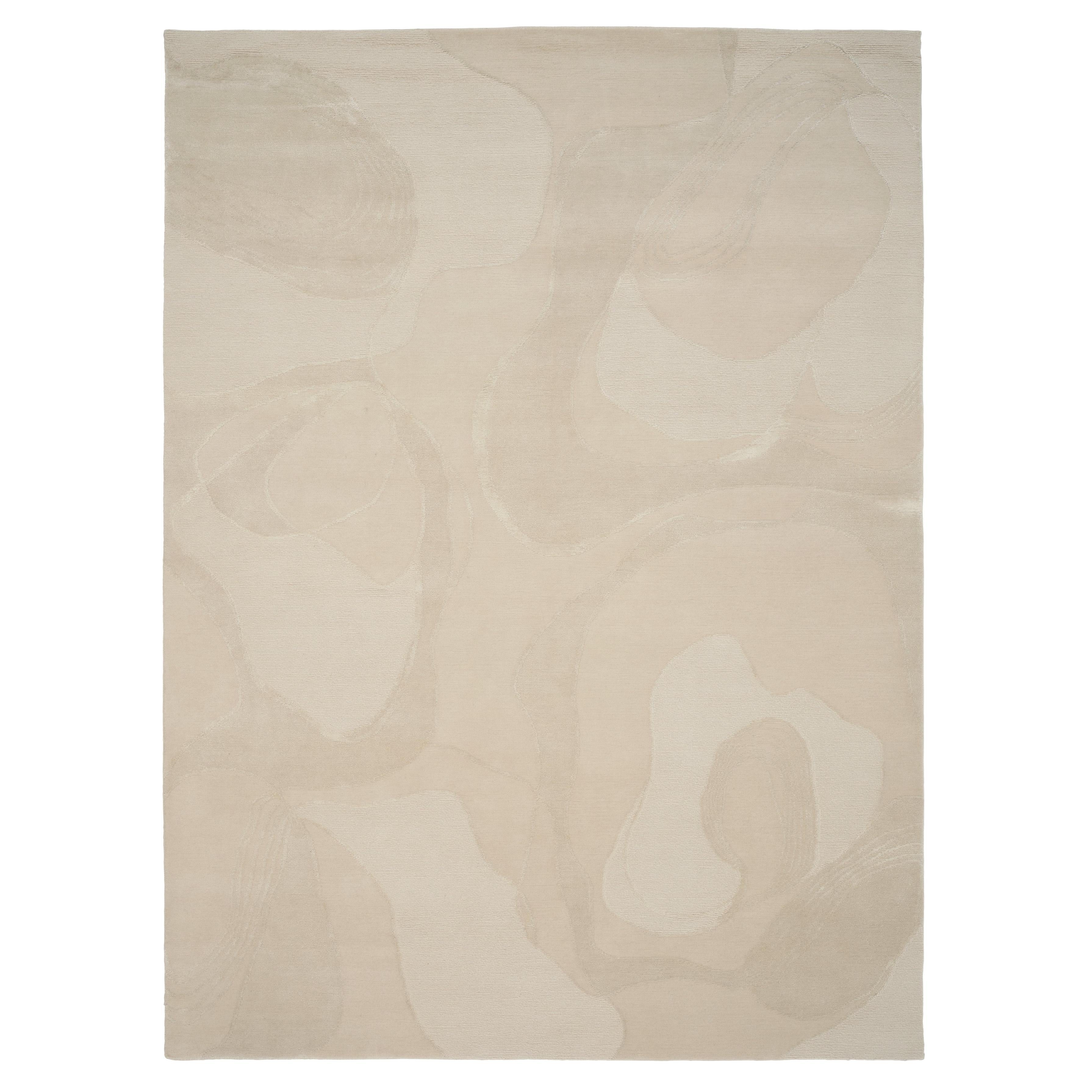 Aquaverse" Handgefertigter Teppich von Linie Design, Watertopia, 240 cm, Beige, Wolle & Seide