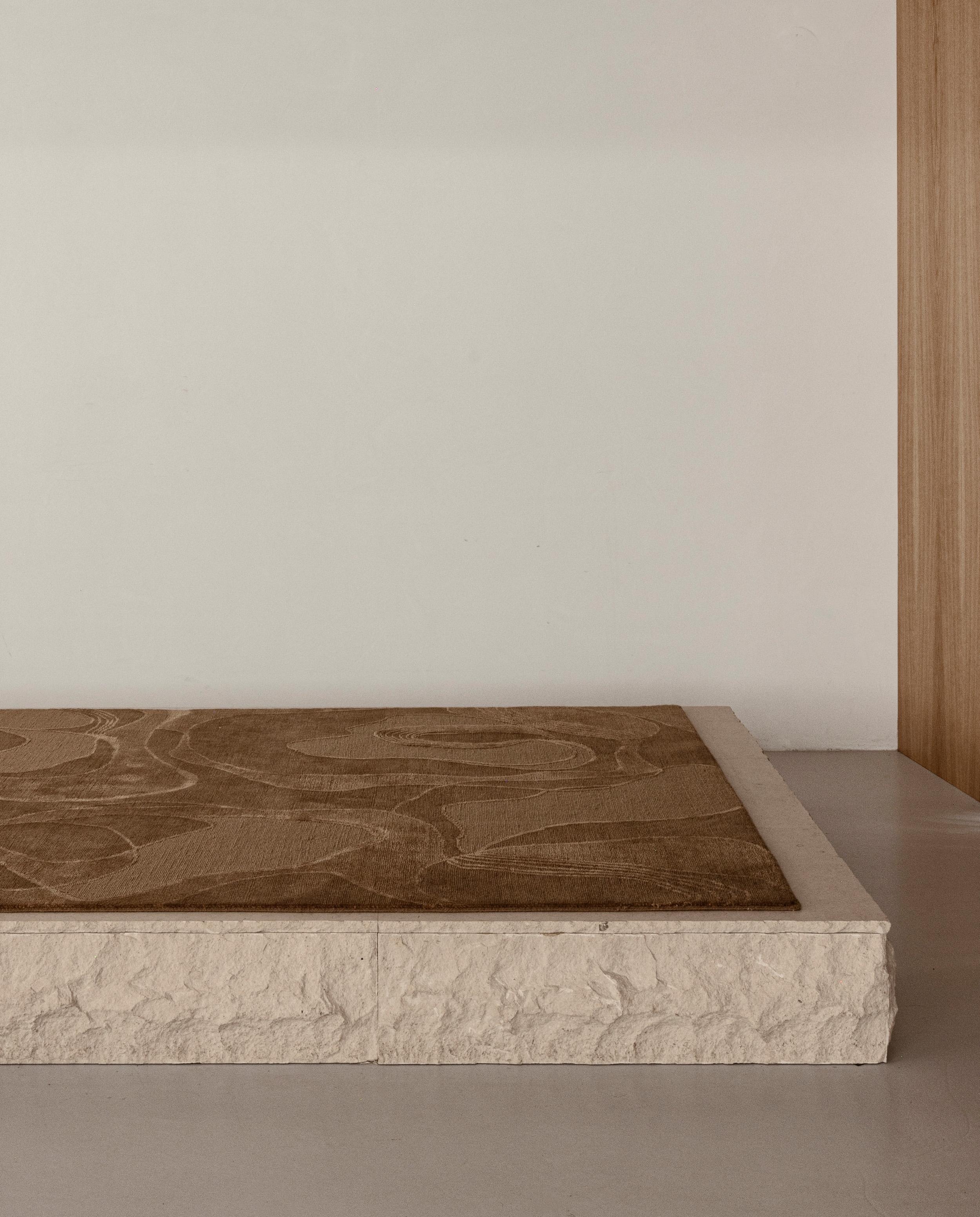 'Aquaverse' Handmade Rug by Linie Design, Watertopia, 240 cm, Mint, Wool & Silk For Sale 3